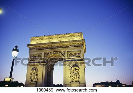 Stock Photo - Arc De Triomphe At Dusk, Paris. Fotosearch