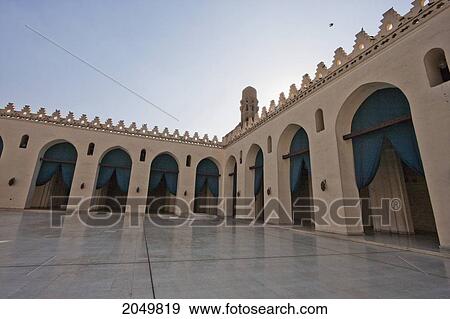 Arcade Along The Courtyard Of Al-Hakim Mosque, Cairo, Al Qahirah, Egypt View Large Photo Image Stock Photo - Arcade Along The Courtyard Of Al-Hakim Mosque, Cairo, Al Qahirah, Egypt. Fotosearch