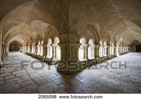Arcades Of The Cloister Of The Cistercian Abbey Of Fontenay, Cote D'or, France View Large Photo Image Stock Photo - Arcades Of The Cloister Of The Cistercian Abbey Of Fontenay, Cote D'or, France. Fotosearch