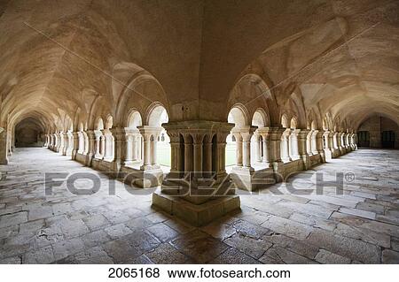Arcades Of The Cloister Of The Cistercian Abbey Of Fontenay, Cote D'or, France View Large Photo Image Stock Photo - Arcades Of The Cloister Of The Cistercian Abbey Of Fontenay, Cote D'or, France. Fotosearch