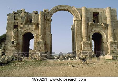 Arch Of Ancient Jerash Ruins View Large Photo Image Stock Image - Arch Of Ancient Jerash Ruins. Fotosearch