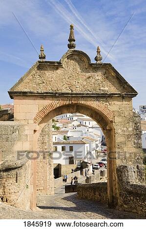 Stock Photo - Arch Of Philip V; Ronda, Malaga Province, Spain. Fotosearch