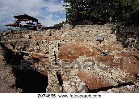 Archaeological Excavations Of The Polyconchal Basilica At Plaoshnik, Ohrid, Macedonia View Large Photo Image Stock Photography - Archaeological Excavations Of The Polyconchal Basilica At Plaoshnik, Ohrid, Macedonia. Fotosearch