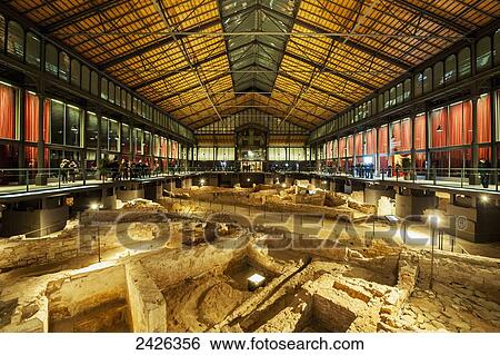 Stock Photograph - Archaeological ruins inside Mercat del Born; Barcelona, Catalonia, Spain. Fotosearch