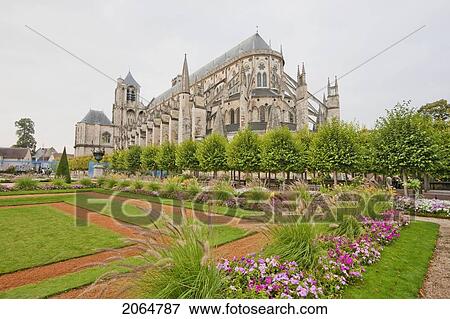 Stock Photo - Archbishop's Garden And Cathedral Of St Etienne Of Bourges, Bourges, Cher, France. Fotosearch