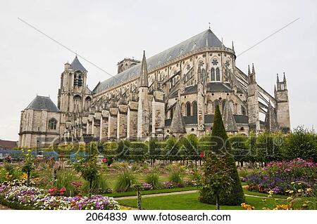 Stock Photo - Archbishop's Garden And Cathedral Of St Etienne Of Bourges, Bourges, Cher, France. Fotosearch