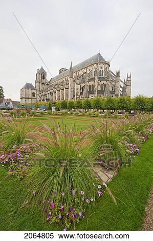 Stock Photography - Archbishop's Garden And Cathedral Of St Etienne Of Bourges, Bourges, Cher, France. Fotosearch