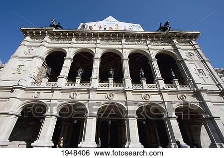 Stock Photograph - Arched loggia arcade of the Wiener Staatsoper (Vienna State Opera House), Vienna (Wien), Austria. Fotosearch