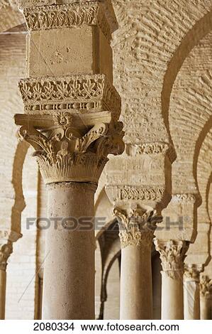 Arches, Columns And Capitals In The Courtyard Of The Great Mosque; Kairouan, Tunisia, North Africa View Large Photo Image Picture - Arches, Columns And Capitals In The Courtyard Of The Great Mosque; Kairouan, Tunisia, North Africa. Fotosearch
