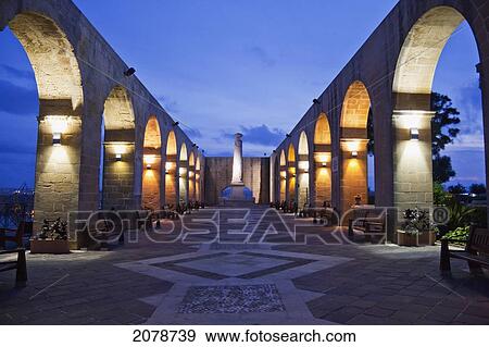 Arches In Upper Barrakka Gardens At Dusk, Valletta, Malta View Large Photo Image Stock Photo - Arches In Upper Barrakka Gardens At Dusk, Valletta, Malta. Fotosearch
