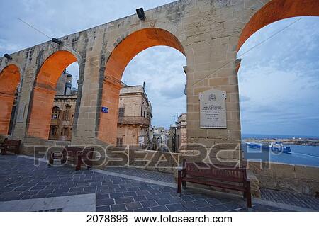 Arches In Upper Barrakka Gardens At Dusk, Valletta, Malta View Large Photo Image Stock Photograph - Arches In Upper Barrakka Gardens At Dusk, Valletta, Malta. Fotosearch