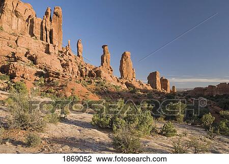 Stock Image - Arches National Park, Utah, United States Of America; The Marching Men Formation. Fotosearch