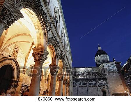 Stock Image - Arches Of Rectors Palace And Main Cathedral. Fotosearch