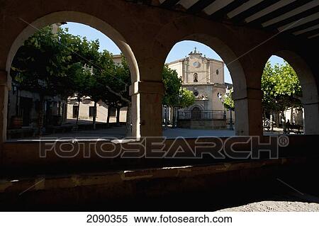 Stock Photography - Arches On The Main Square In Elciego, Basque Country, Spain. Fotosearch