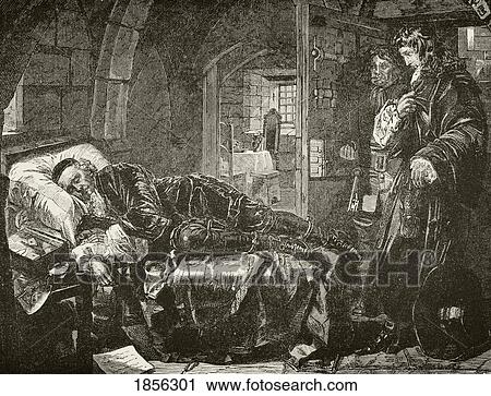 Stock Image - Archibald Campbell, 9Th Earl Of Argyll Circa 1629 To 1685, Asleep In Prison The Night Before His Execution. From The National And Domestic History Of England By William Aubrey Published London Circa 1890. Fotosearch