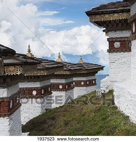 Stock Image - Architectural Detail At Dochula Pass; Thimphu District Bhutan. Fotosearch