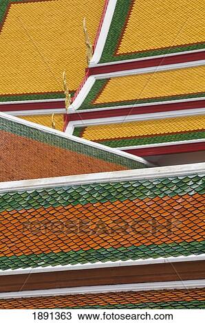 Architectural Detail Of Wat Pho Temple Roof View Large Photo Image Stock Image - Architectural Detail Of Wat Pho Temple Roof. Fotosearch