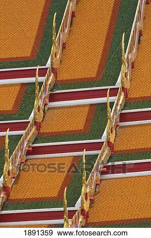 Architectural Detail Of Wat Pho Temple Roof View Large Photo Image Stock Photo - Architectural Detail Of Wat Pho Temple Roof. Fotosearch