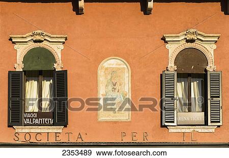 Stock Photo - Architectural Details At Piazza Bra; Verona, Italy. Fotosearch