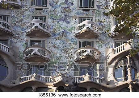 Stock Photograph - Architecture By Gaudi, Casa Batllo, Barcelona, Spain. Fotosearch