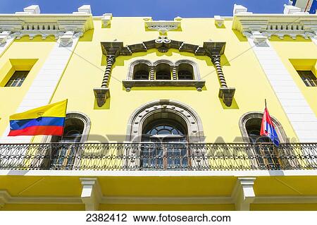 Stock Image - Architecture of an old building in Old town Quito; Quito, Ecuador. Fotosearch
