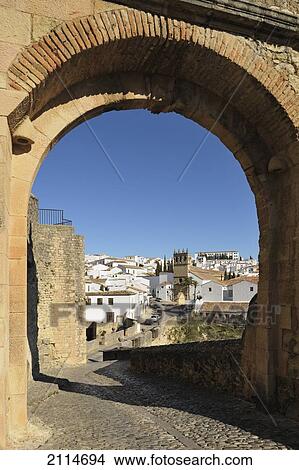 Archway Of Philip V Leading Over The Puente Viejo An Old Bridge Constructed In 1742; Ronda Malaga Spain View Large Photo Image Picture - Archway Of Philip V Leading Over The Puente Viejo An Old Bridge Constructed In 1742; Ronda Malaga Spain. Fotosearch