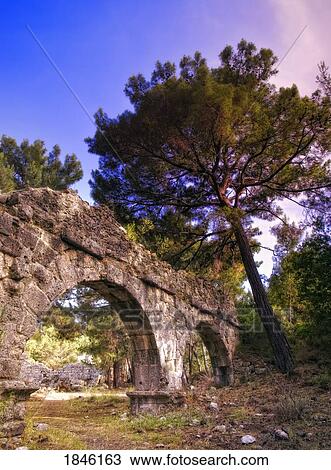 Stock Image - Archway Of Roman Ruins; Phaselis, Turkey. Fotosearch