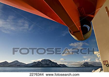 Picture - Arctic Circle as seen from onboard the Hurtigrunta cruise ship MS Nordlys in wintertime; Norway. Fotosearch