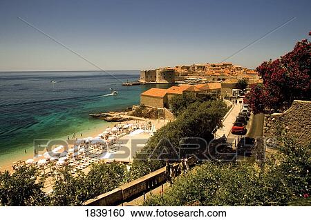 Area Around Lazareti City Beach And Banje Beach; Dubrovnik, Croatia View Large Photo Image Stock Image - Area Around Lazareti City Beach And Banje Beach; Dubrovnik, Croatia. Fotosearch