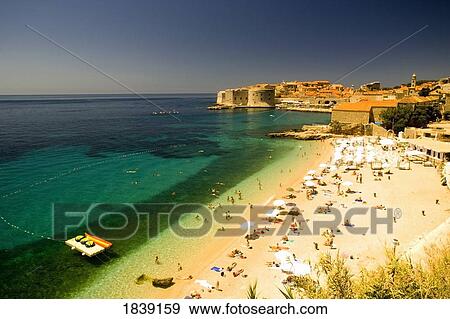 Area Around Lazareti City Beach And Banje Beach; Dubrovnik, Croatia View Large Photo Image Stock Photo - Area Around Lazareti City Beach And Banje Beach; Dubrovnik, Croatia. Fotosearch