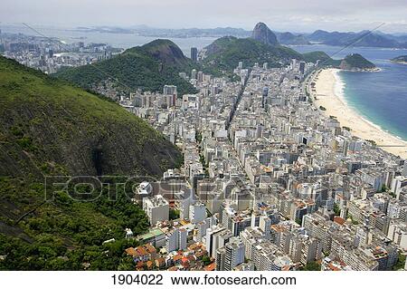 Stock Image - Ariel View Of Copacabana And Sugar Loaf Mountain, Rio De Janeiro, Brazil. Fotosearch