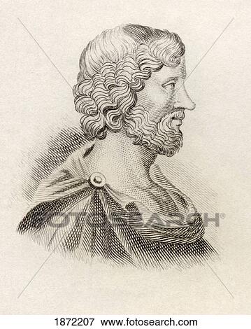 Stock Photo - Aristippus Born Circa 435 Bc Died Circa 356 Bc. Founder Of The Cyrenaic School Of Philosophy. From The Book Crabbes Historical Dictionary Published 1825.. Fotosearch