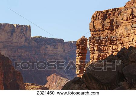 Arizona, Grand Canyon National Park, Dramatic Rock Formation In Canyon. View Large Photo Image Stock Image - Arizona, Grand Canyon National Park, Dramatic Rock Formation In Canyon.. Fotosearch