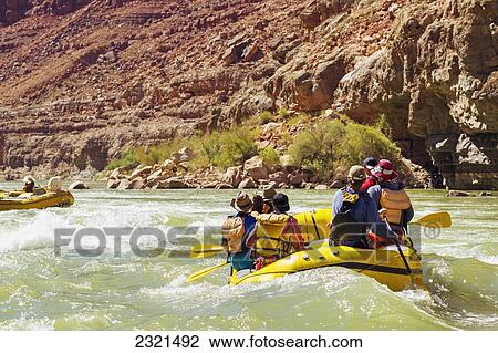 Stock Image - Arizona, Grand Canyon National Park, Rafting Tour On The Colorado River. Editorial Use Only.. Fotosearch
