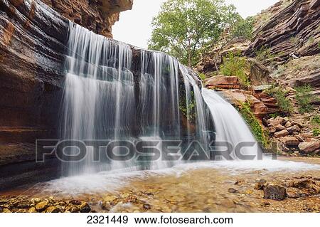 Stock Photo - Arizona, Grand Canyon National Park, Upper Deer Creek Falls.. Fotosearch