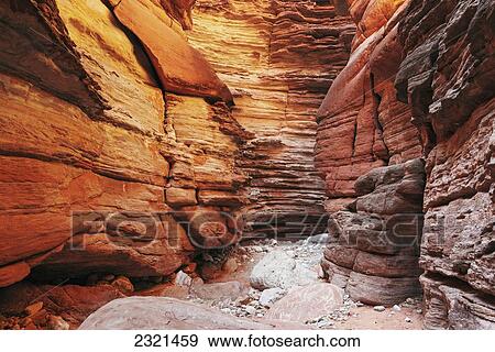 Stock Photo - Arizona, Grand Canyon National Park, Blacktail Slot Canyon.. Fotosearch