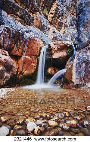 Stock Photograph - Arizona, Grand Canyon National Park, View Of Clear Creek Falls.. Fotosearch