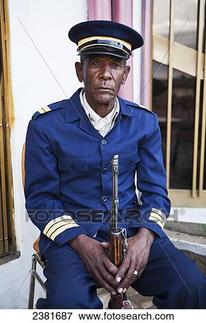 Stock Photo - Armed hotel guard; Amhara region, Ethiopia. Fotosearch