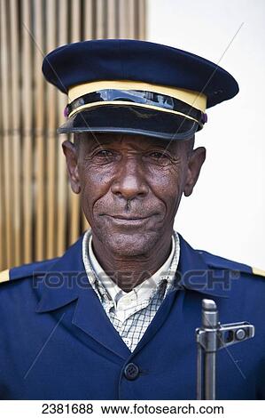 Stock Photo - Armed hotel guard; Amhara region, Ethiopia. Fotosearch