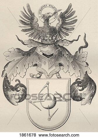 Stock Photo - Arms Of The Masons German From An Old Drawing A. D. 1515 From The Book The History Of Freemasonry Volume Ii Published By Thomas C. Jack London 1883. Fotosearch