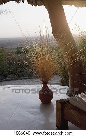 Stock Image - Arrangement On Patio, Shompole Lodge, Great Rift Valley, Kenya, Africa. Fotosearch
