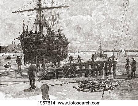 Arrival Of A Steamer At Southampton Docks, Hampshire, England In The Late 19Th Century. From Our Own Country Published 1898 View Large Photo Image Picture - Arrival Of A Steamer At Southampton Docks, Hampshire, England In The Late 19Th Century. From Our Own Country Published 1898. Fotosearch