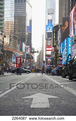 Arrow Indicator On Broadway In Times Square; New York City New York Usa View Large Photo Image Stock Photo - Arrow Indicator On Broadway In Times Square; New York City New York Usa. Fotosearch