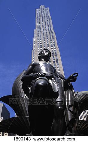Stock Image - Art Deco Sculpture & G E Building At Rockefeller Center. Fotosearch