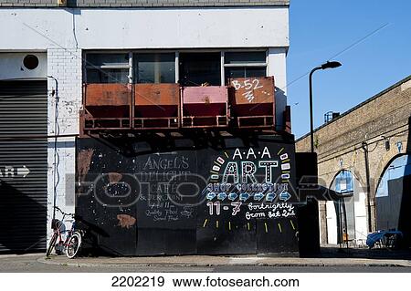 Stock Photo - Art exhibition near Regents Canal, Shoreditch, East London, London, UK. Fotosearch