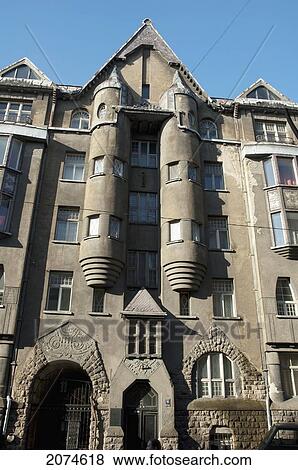 Stock Photo - Art Nouveau Building Designed By Eugen Laube On 11 Alberta Street, Riga, Latvia. Fotosearch