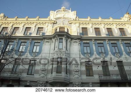 Art Nouveau Building Designed By Mikhail Eisenstein On 10B Elizabetes Street, Riga, Latvia View Large Photo Image Stock Image - Art Nouveau Building Designed By Mikhail Eisenstein On 10B Elizabetes Street, Riga, Latvia. Fotosearch
