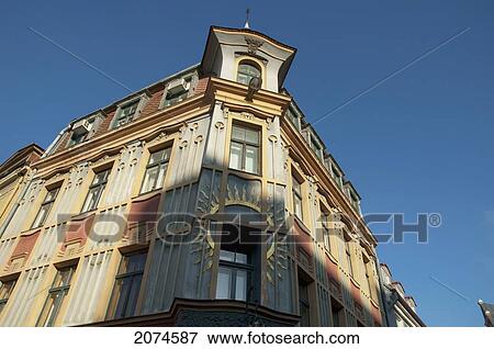 Stock Photo - Art Nouveau Building In The Old Town, Riga, Latvia. Fotosearch