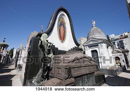 Stock Photo - Art Nouveau mausoleum at the Cementerio de la Recoleta, Buenos Aires, Capital Federal, Argentina. Fotosearch