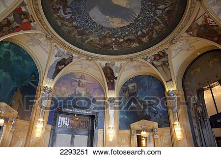 Art Nouveau painting in the Mayors Parlor in the Obecni dum (Municipal House), designed by Alfons Mucha, Prague, Czech Republic, Europe View Large Photo Image Stock Image - Art Nouveau painting in the Mayors Parlor in the Obecni dum (Municipal House), designed by Alfons Mucha, Prague, Czech Republic, Europe. Fotosearch